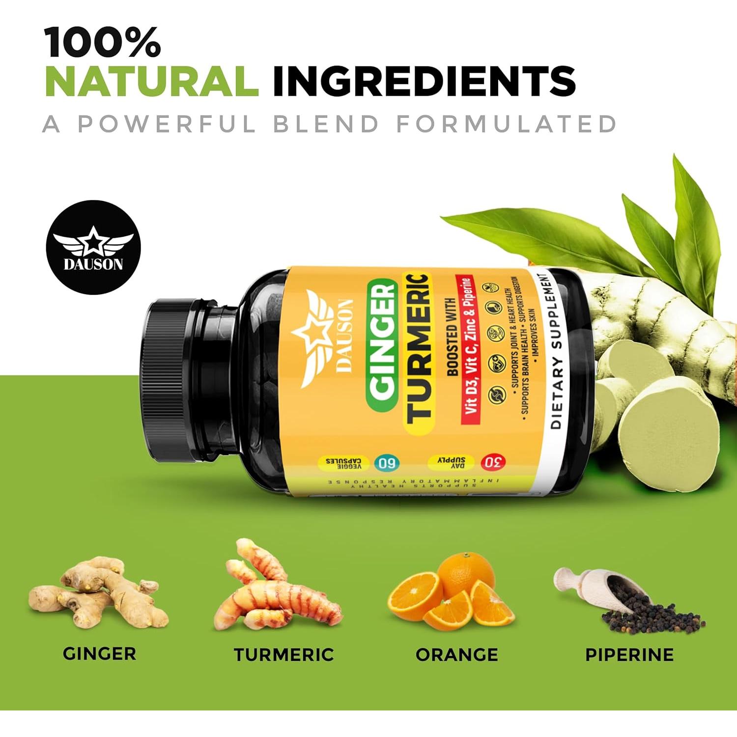 Suplemento de Jengibre y Cúrcuma DAUSON 60 Cápsulas