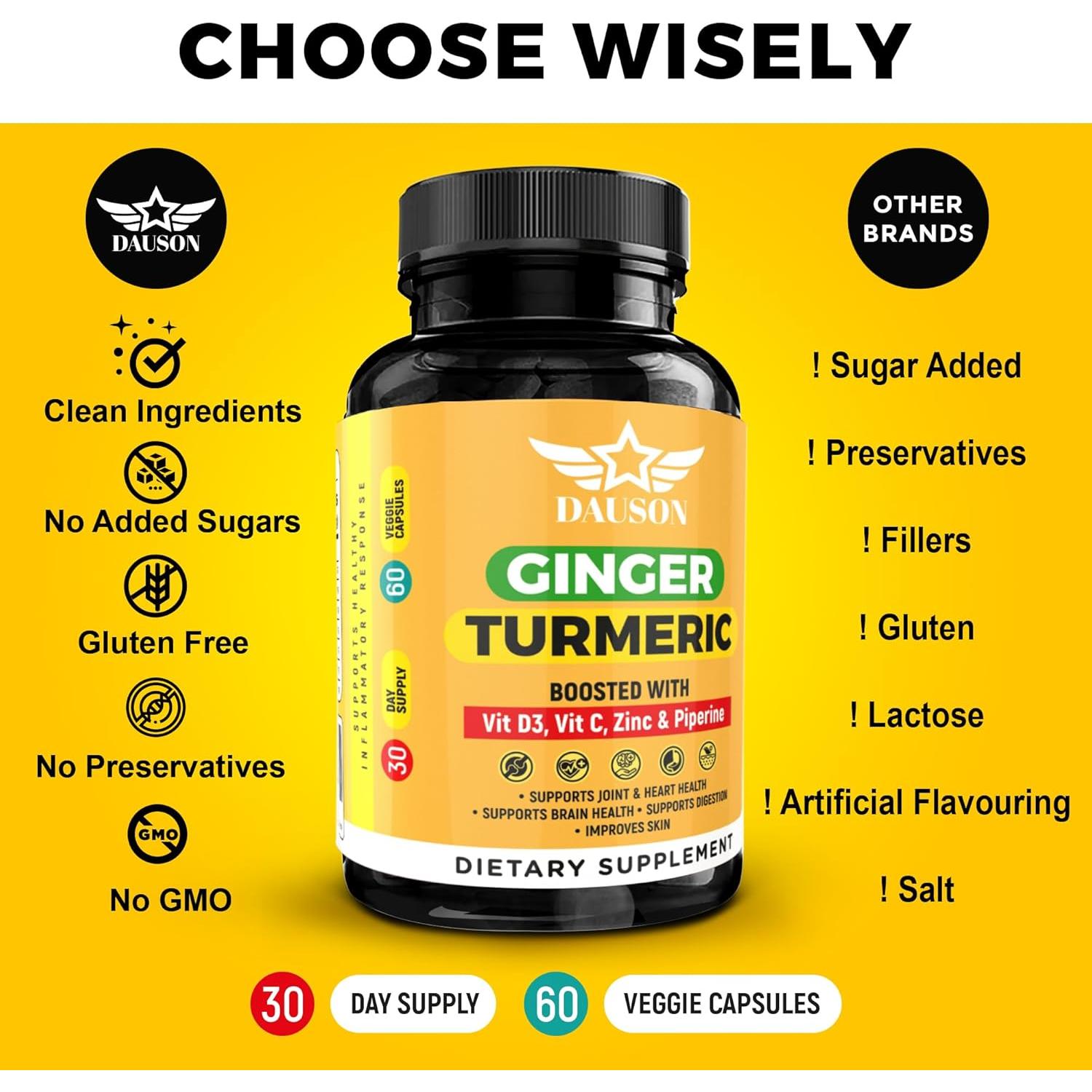 Suplemento de Jengibre y Cúrcuma DAUSON 60 Cápsulas