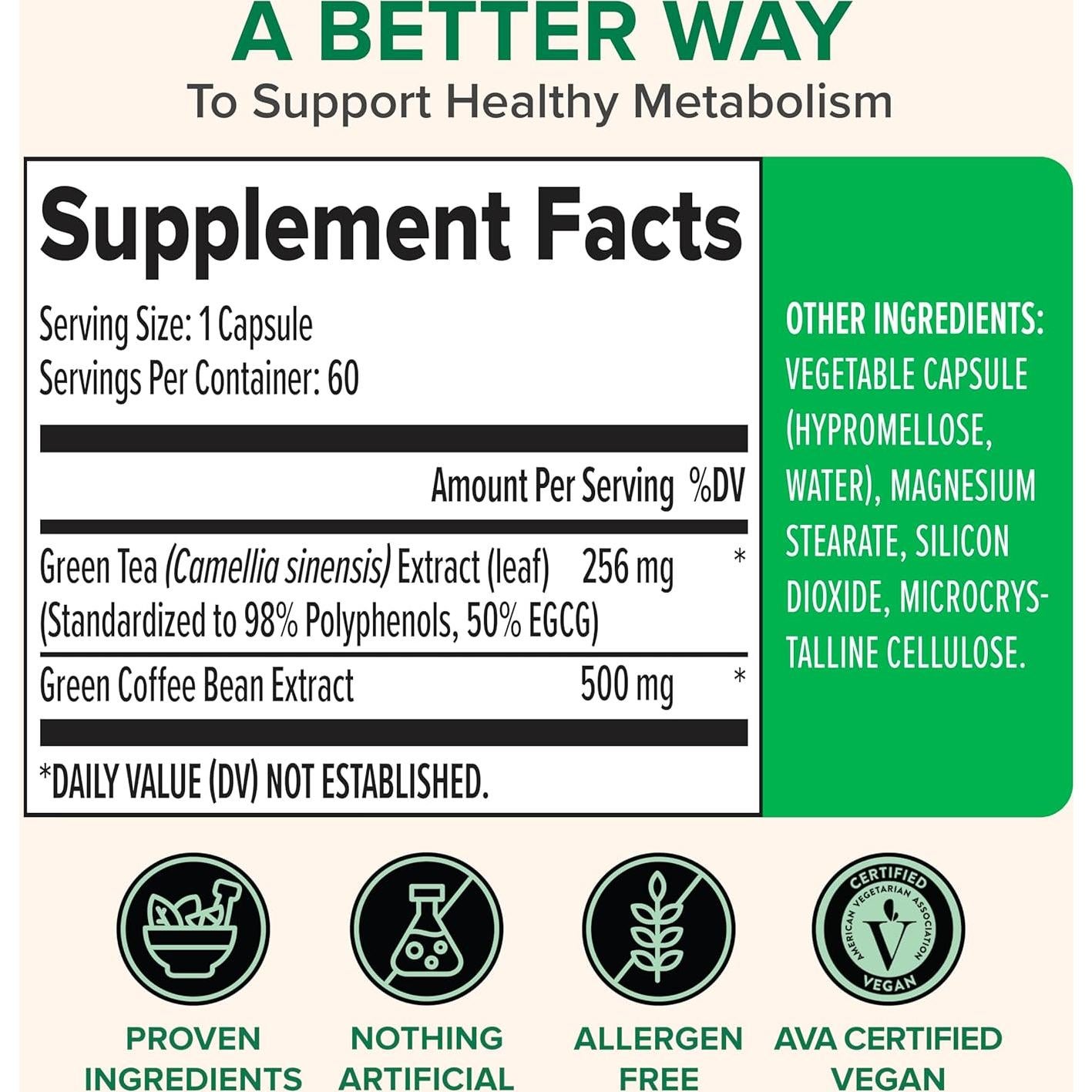 Extracto de Té Verde Zenwise Health 60 Cápsulas Veganas