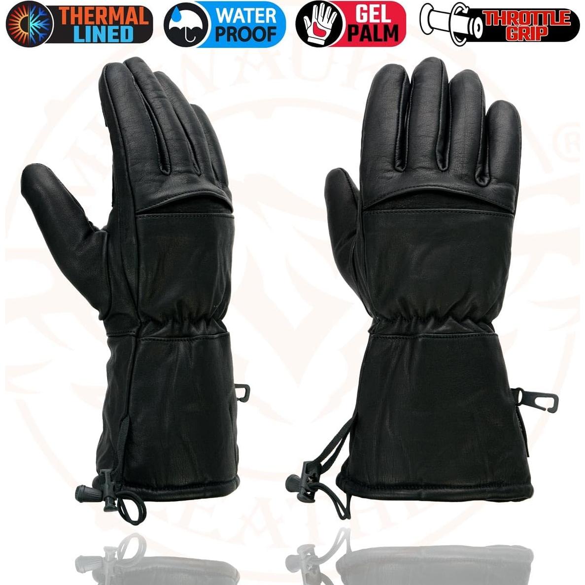 Guantes de Moto Milwaukee SH292 de Cuero Negro Impermeables