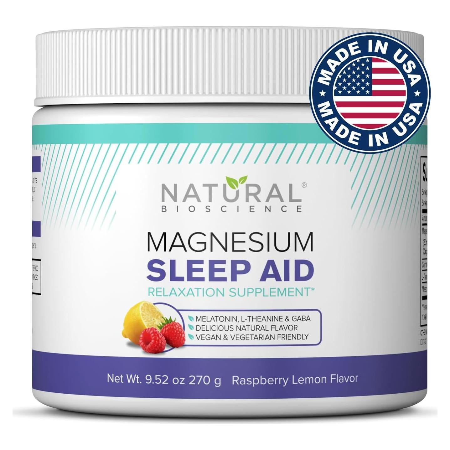 Polvo Nocturno de Sueño Natural BioScience 255g - Magnesio y Melatonina