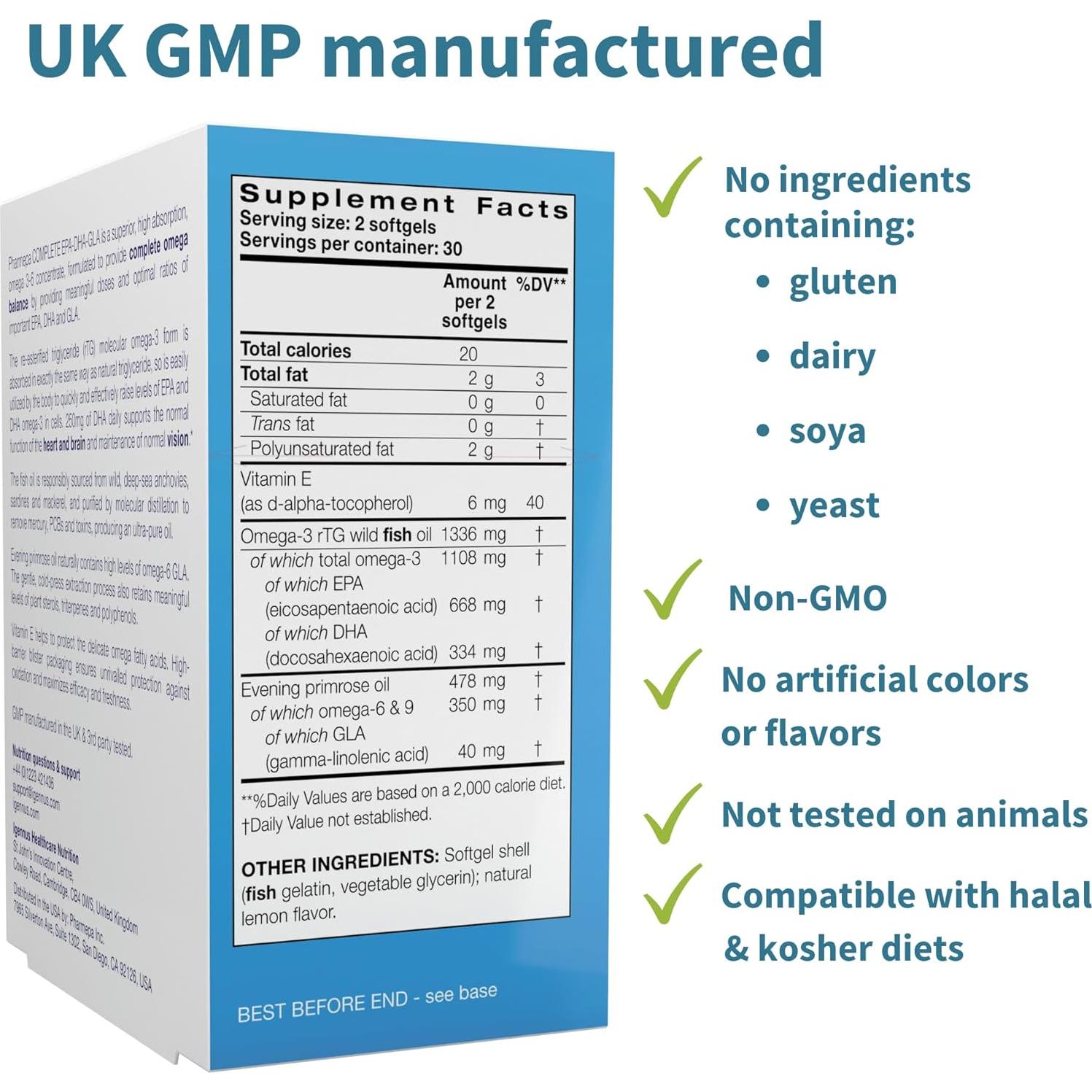 Igennus Pharmepa Completo Omega-3 EPA 668mg DHA 334mg 60 Cápsulas