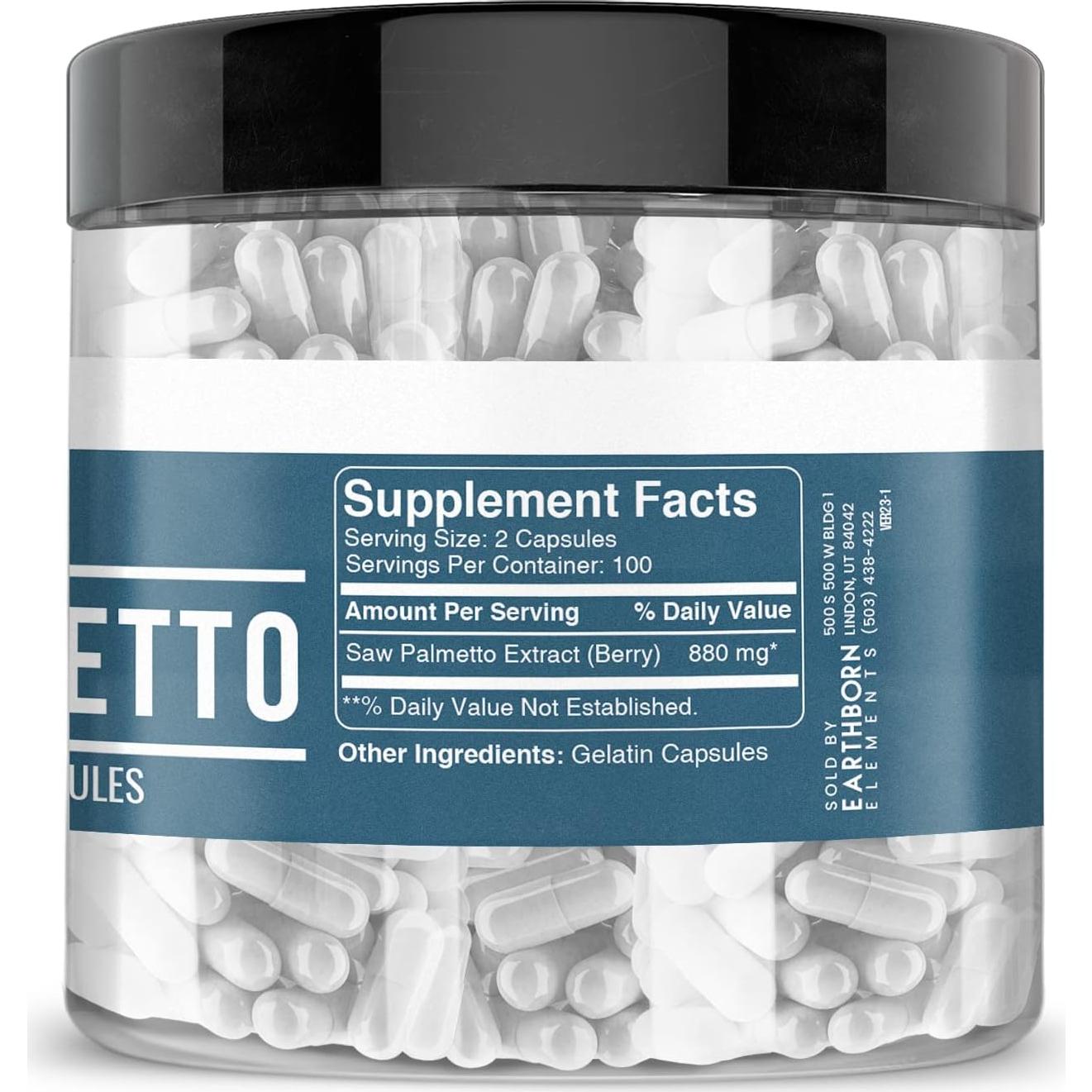 Cápsulas de Saw Palmetto Elementos de la Tierra 200 Unidades