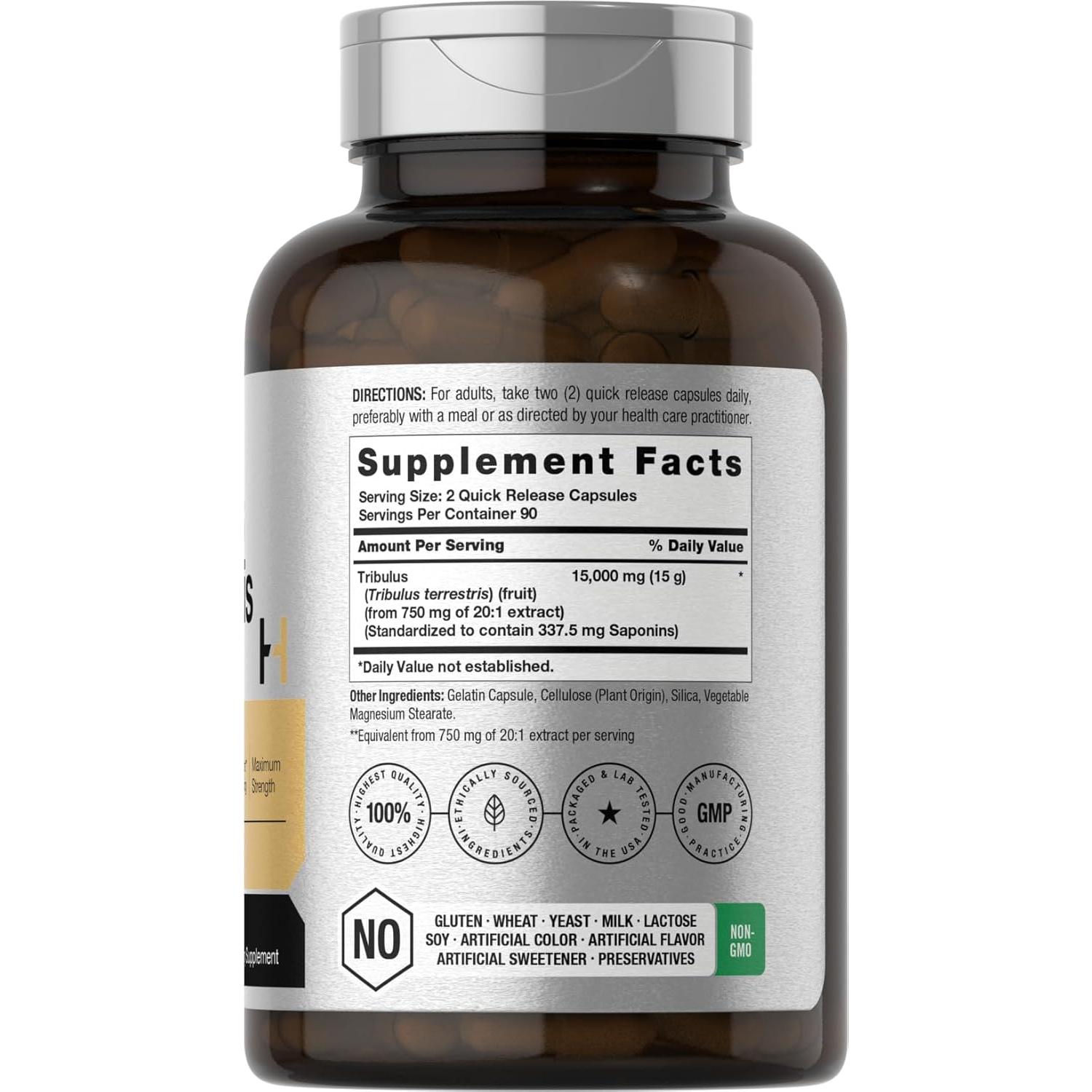 Horbäach Tribulus Terrestris 15000mg 180 Cápsulas Potencia Máxima