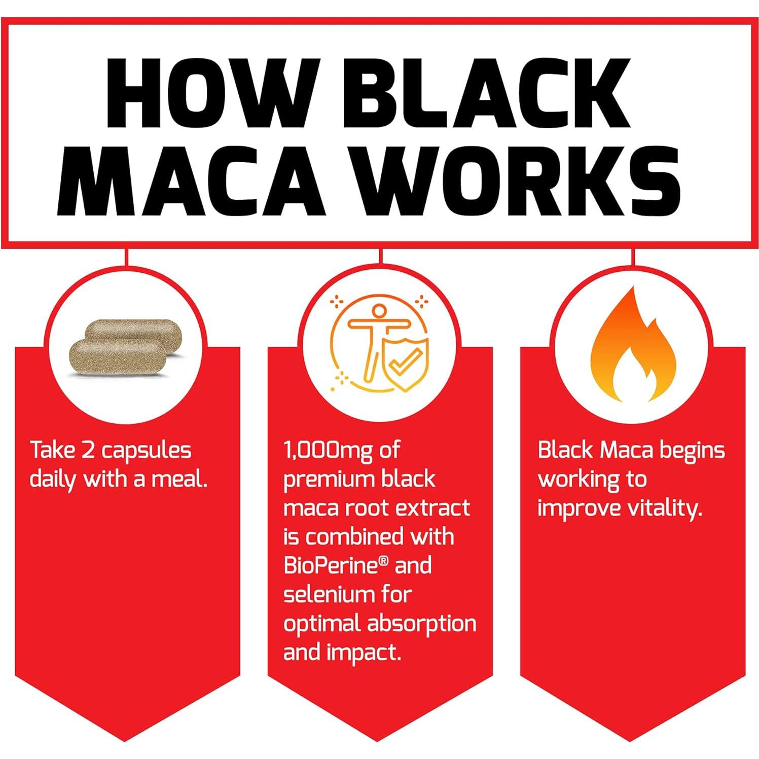 Suplemento de Vitalidad Force Factor Maca Negra 1000mg 60 Cápsulas