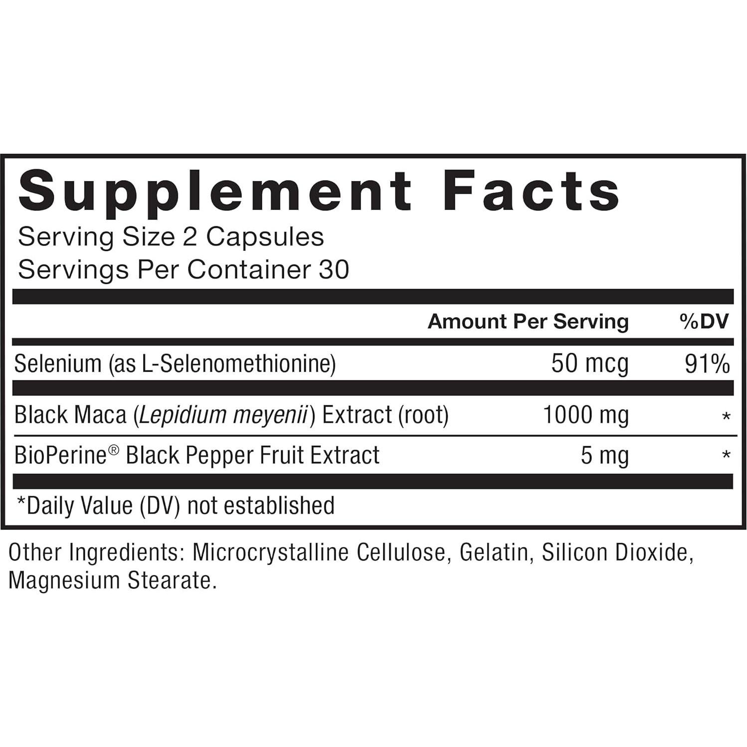 Suplemento de Vitalidad Force Factor Maca Negra 1000mg 60 Cápsulas