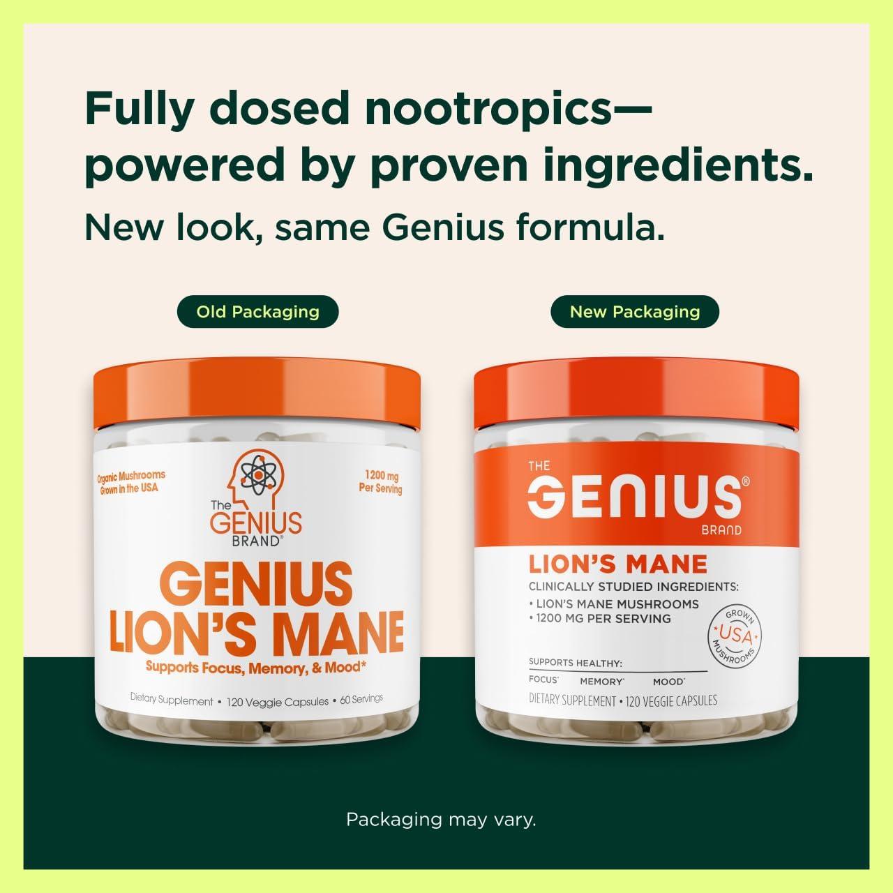 Suplemento de Manejo de León Genius Brand - 120 Cápsulas Veg.