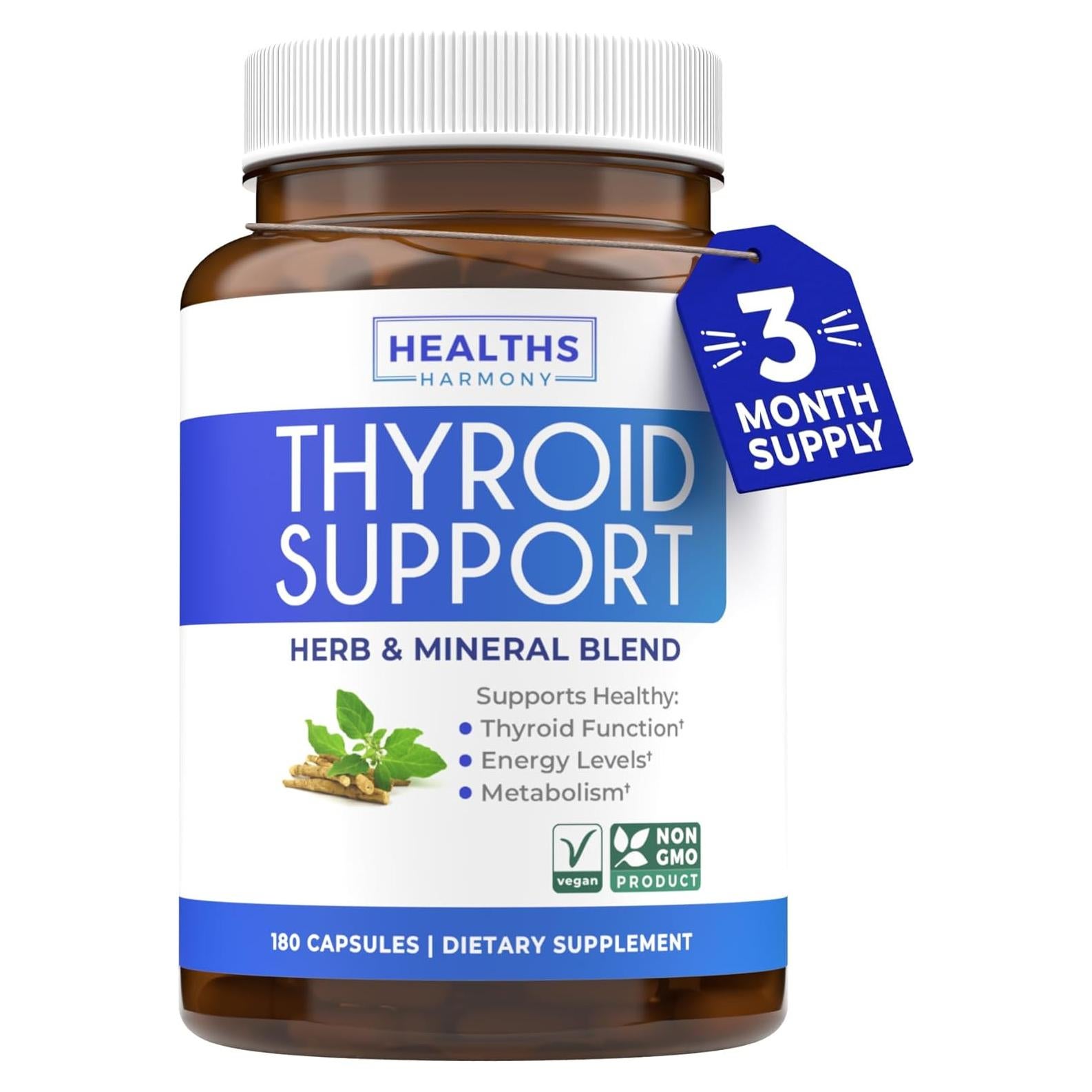 Suplemento de Tiroides Healths Harmony - 180 Cápsulas Veganas