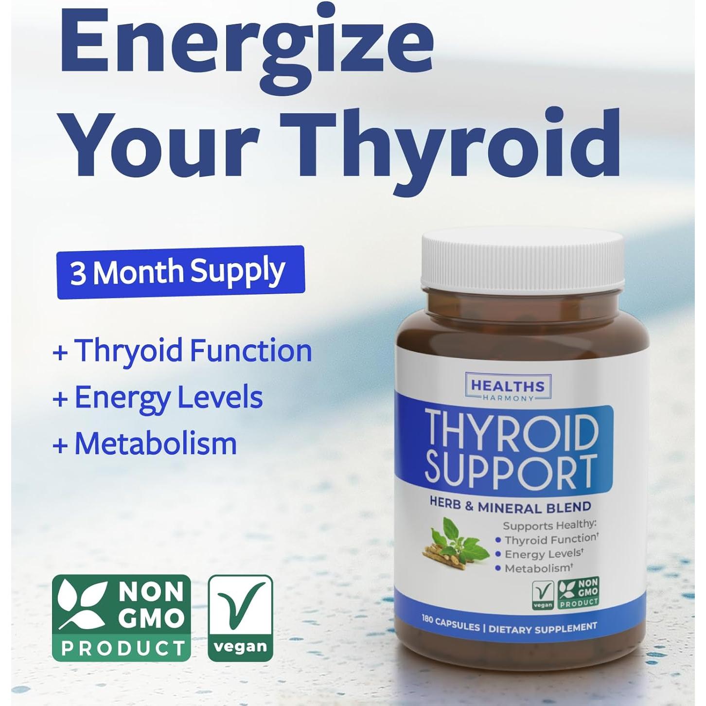 Suplemento de Tiroides Healths Harmony - 180 Cápsulas Veganas