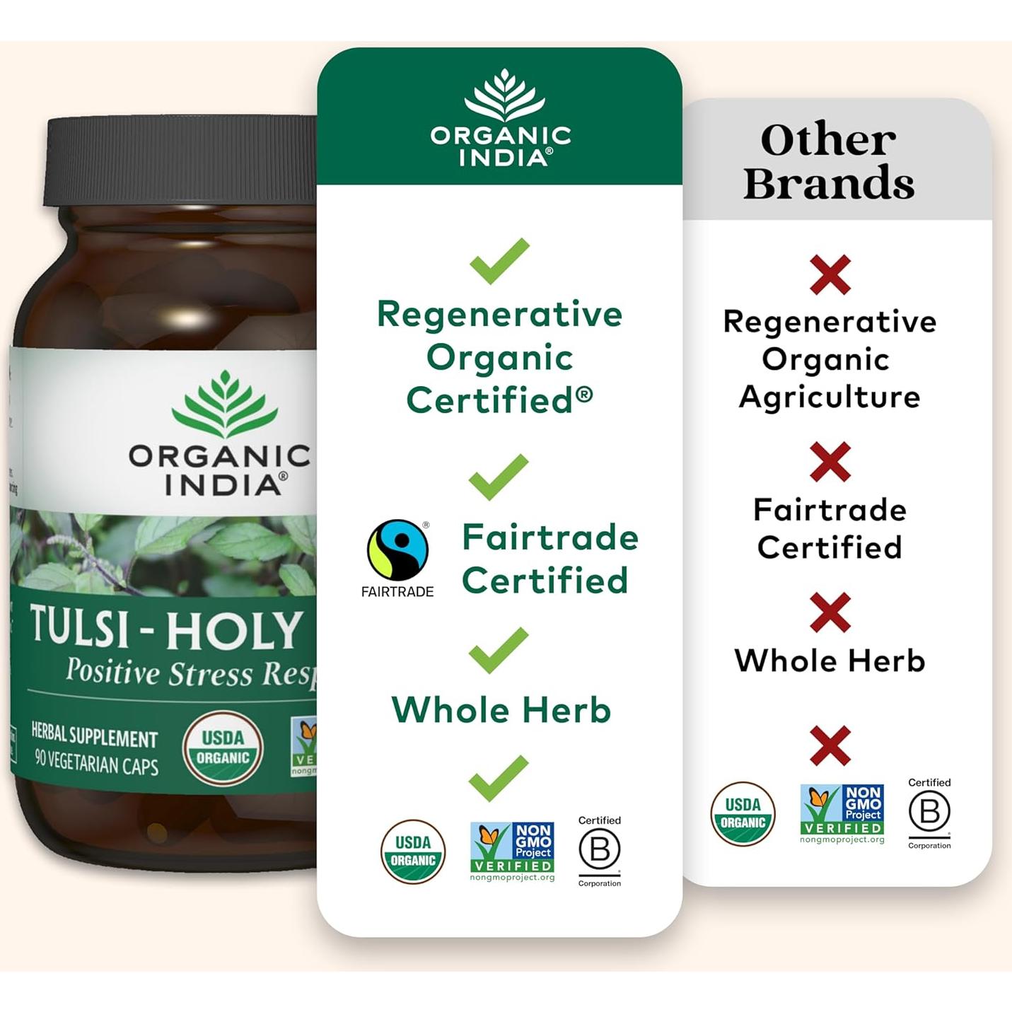 Cápsulas de Albahaca Sagrada Orgánica Organic India - 60 Unidades