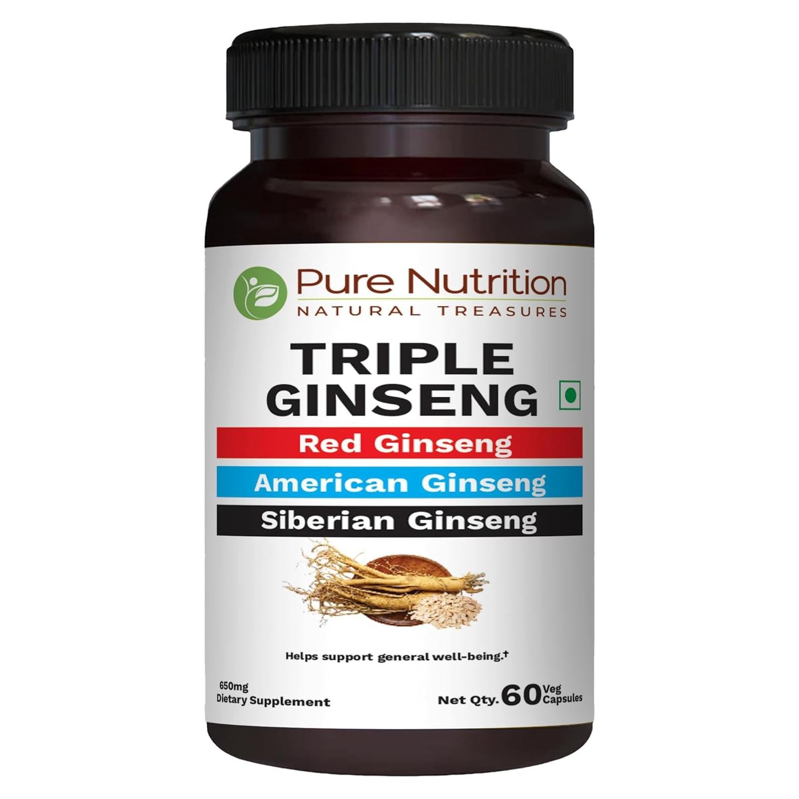 Nutrición Pura Triple Ginseng 60 Cápsulas 790mg Vegetales