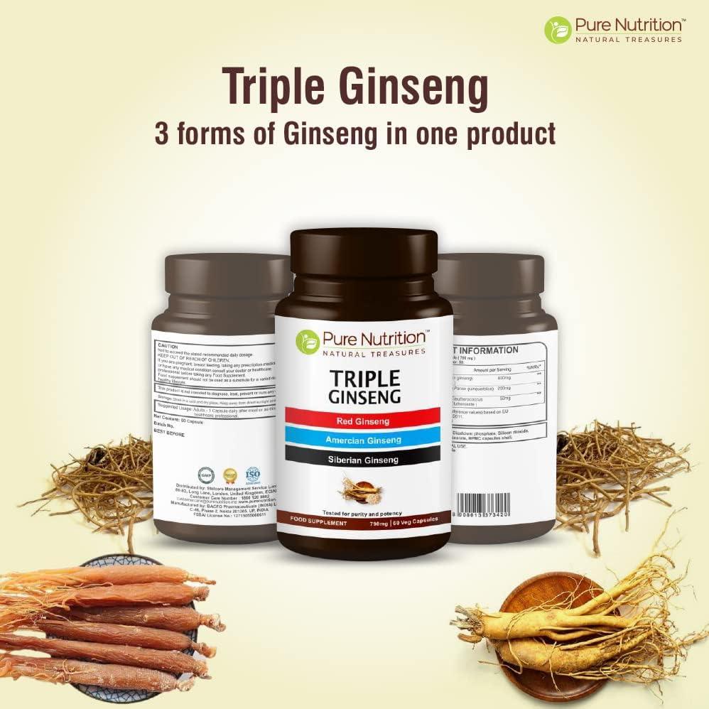 Nutrición Pura Triple Ginseng 60 Cápsulas 790mg Vegetales