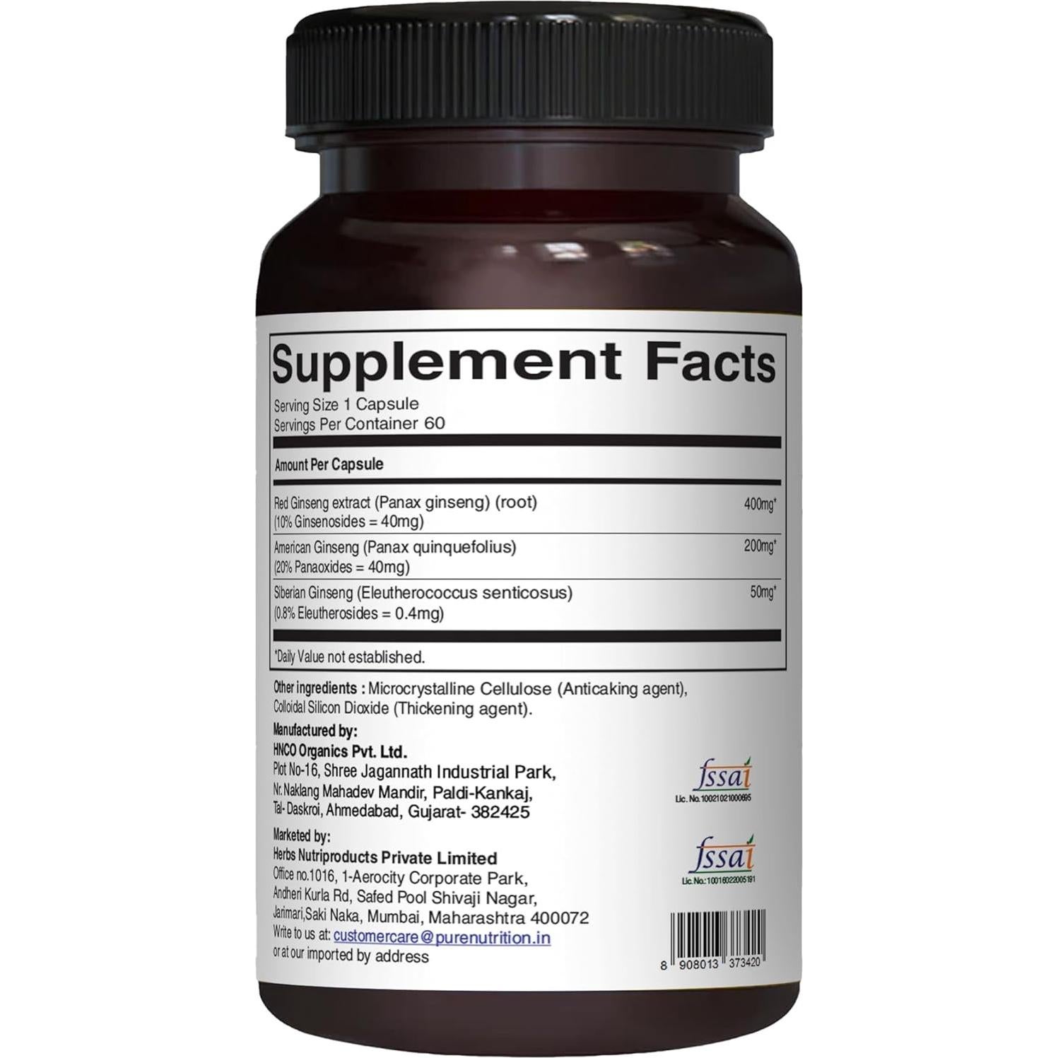 Nutrición Pura Triple Ginseng 60 Cápsulas 790mg Vegetales