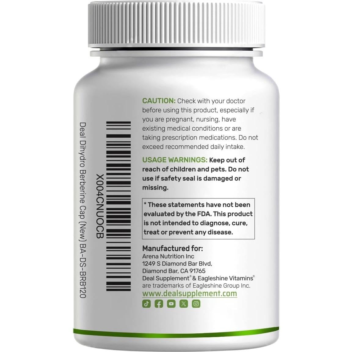 Dihidroberberina 100mg Deal Supplement 120 Cápsulas Veganas