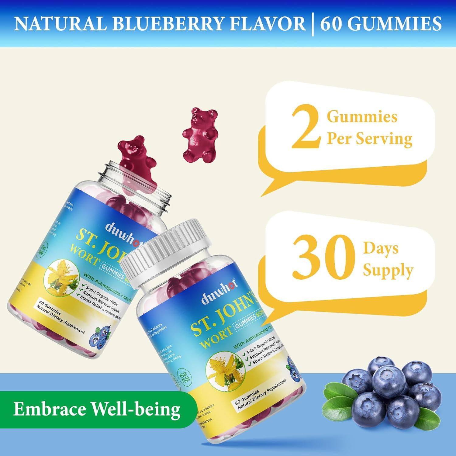 Gomitas de Hierba de San Juan 600mg duwhot - 60 unidades