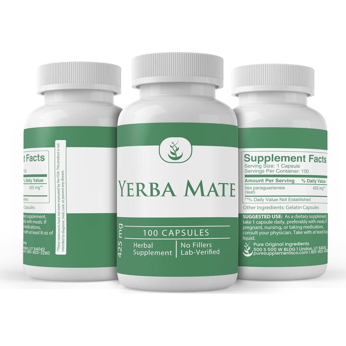 Cápsulas de Yerba Mate Ingredientes Originales Puros 100 Unidades