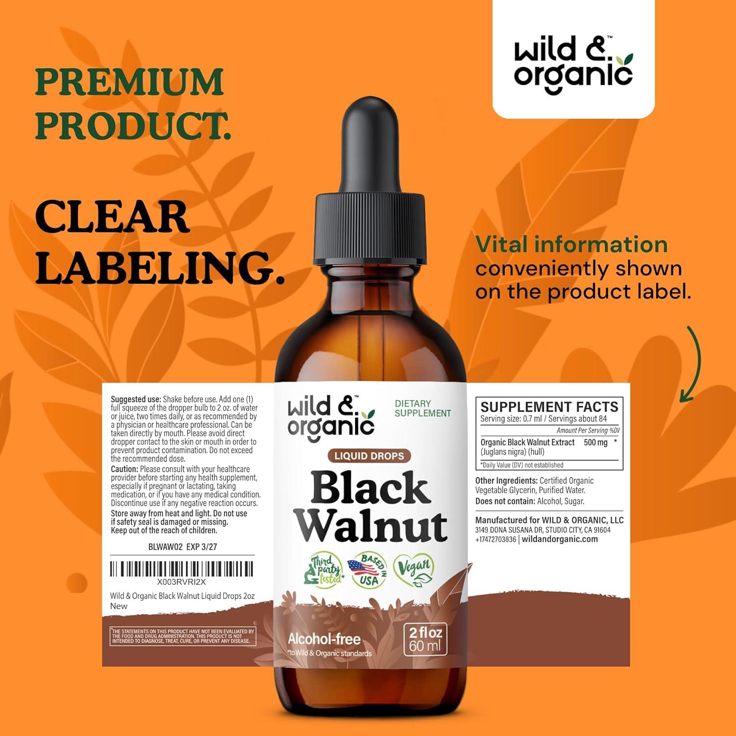 Tintura de Nogal Negro Silvestre y Orgánico 59 ml - Detox Digestivo