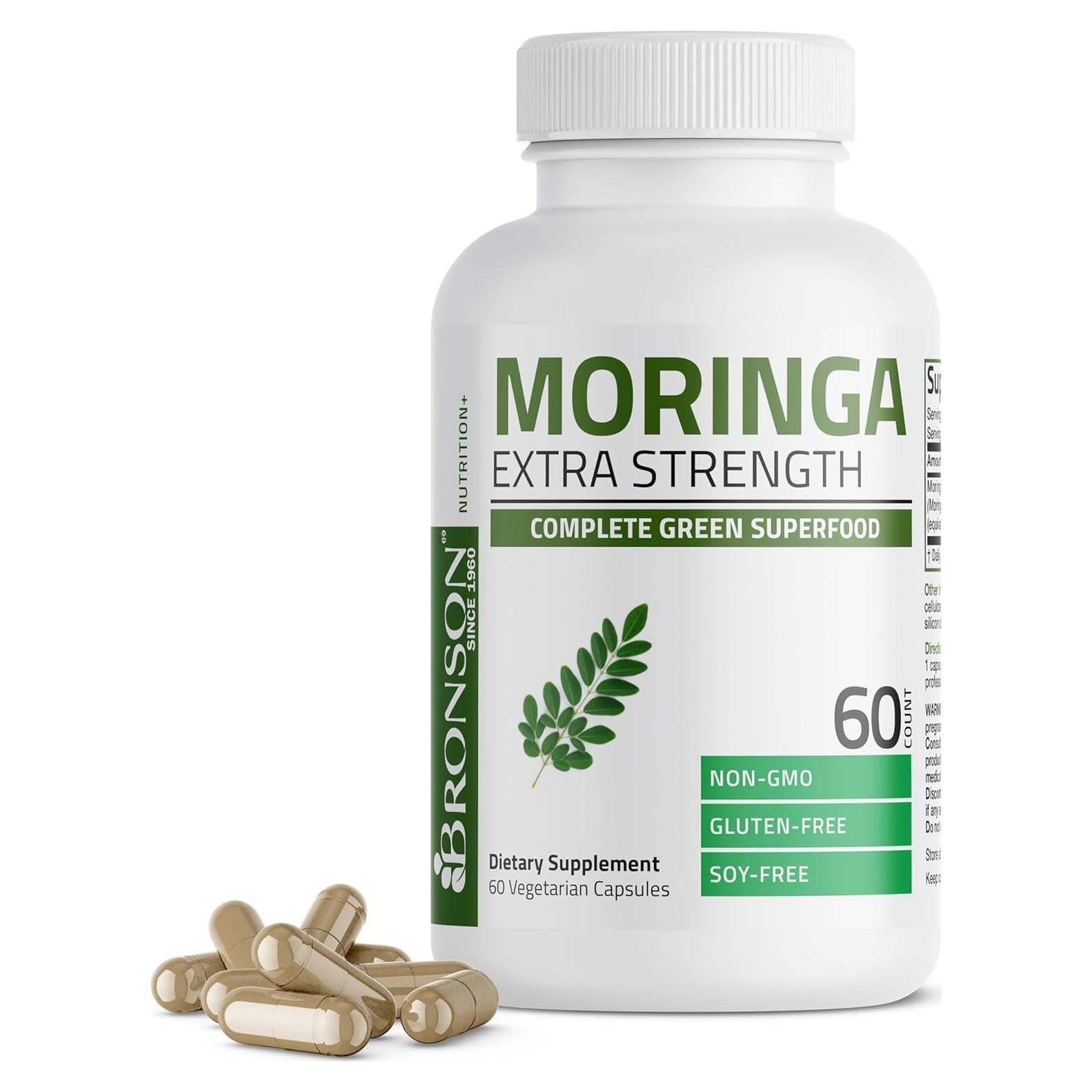 Cápsulas Vegetarianas de Moringa Bronson 60 Unidades Extra Fuerte
