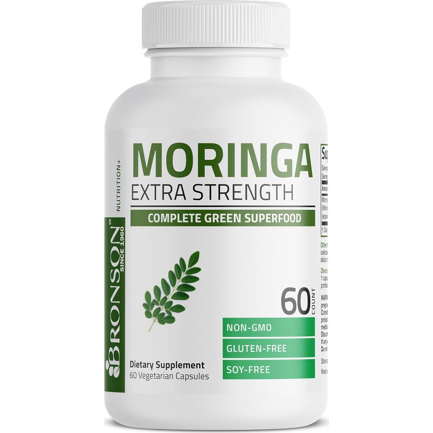 Cápsulas Vegetarianas de Moringa Bronson 60 Unidades Extra Fuerte