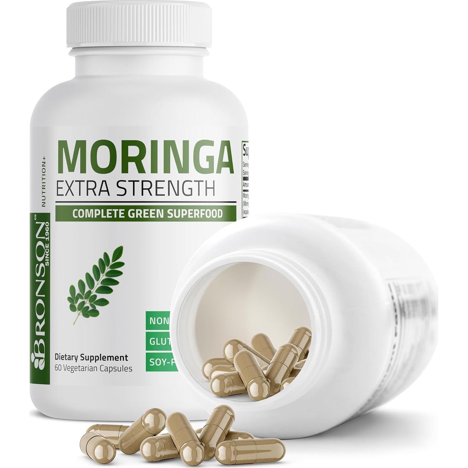 Cápsulas Vegetarianas de Moringa Bronson 60 Unidades Extra Fuerte