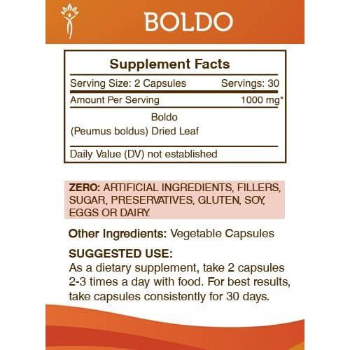 Cápsulas Boldo 1000 mg Secretos de la Tribu - 60 Unidades