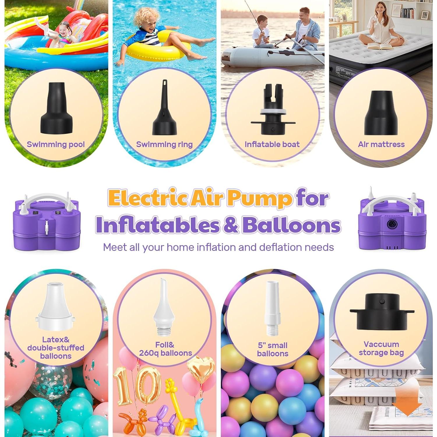 Bomba de aire eléctrica 3 en 1 Keaibuding 1.12 kg inflador