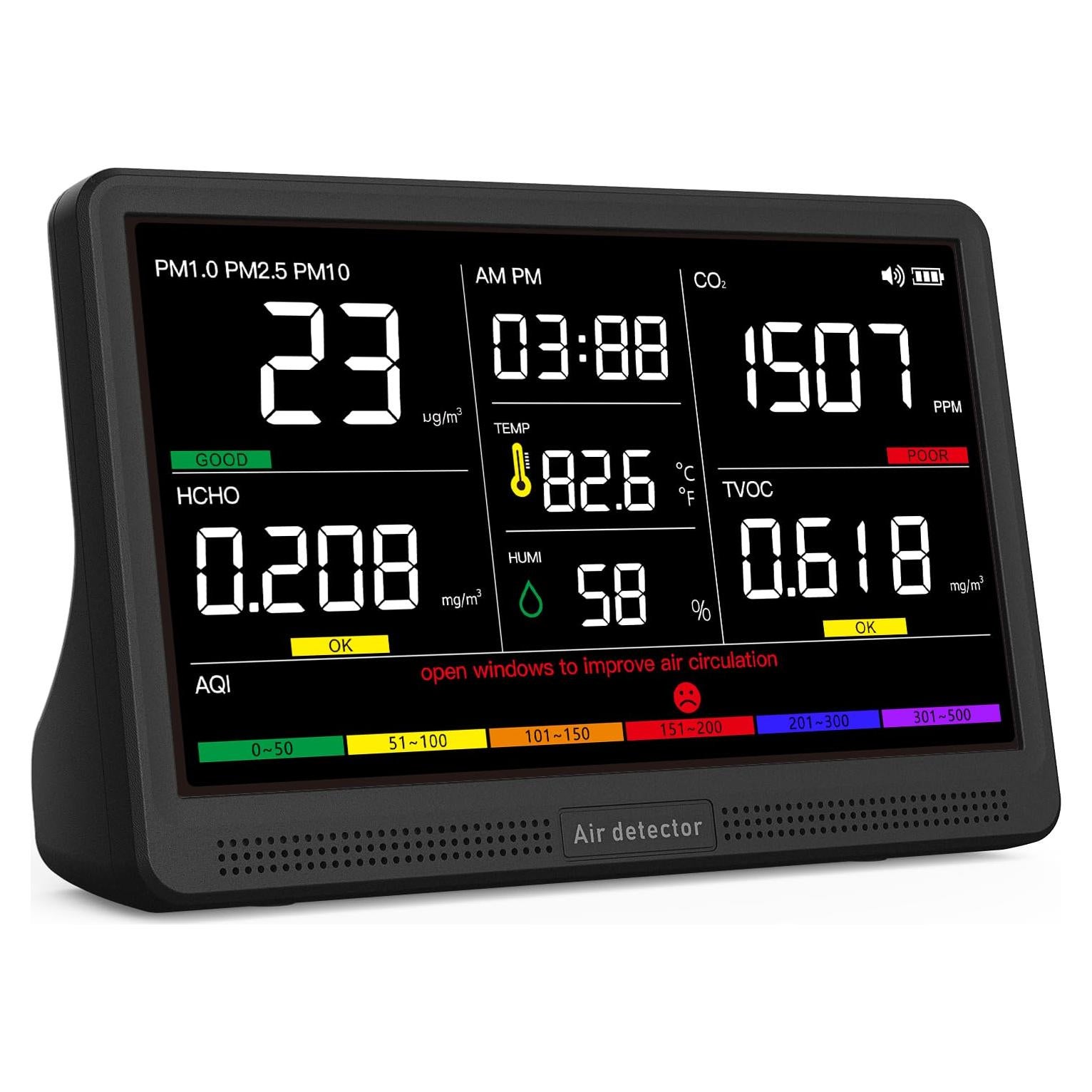 Monitor de Calidad del Aire 16 en 1 YNAK Pantalla 7" CO2 PM2.5