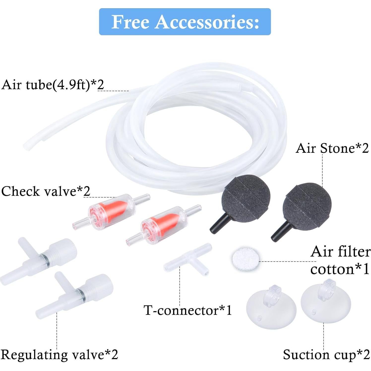 HITOP Bomba de Aire Eléctrica para Acuario 2 Salidas 100L
