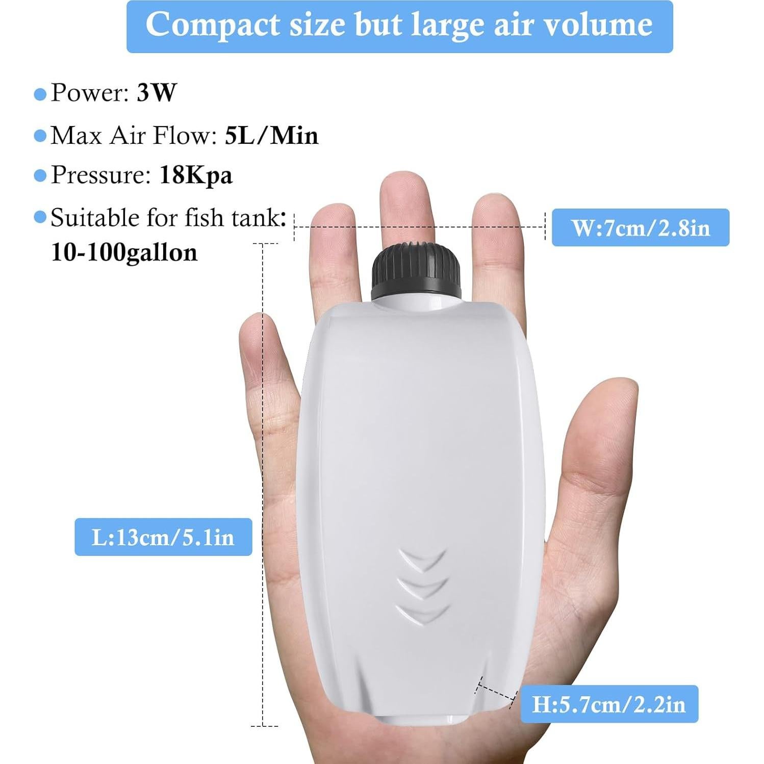 HITOP Bomba de Aire Eléctrica para Acuario 2 Salidas 100L