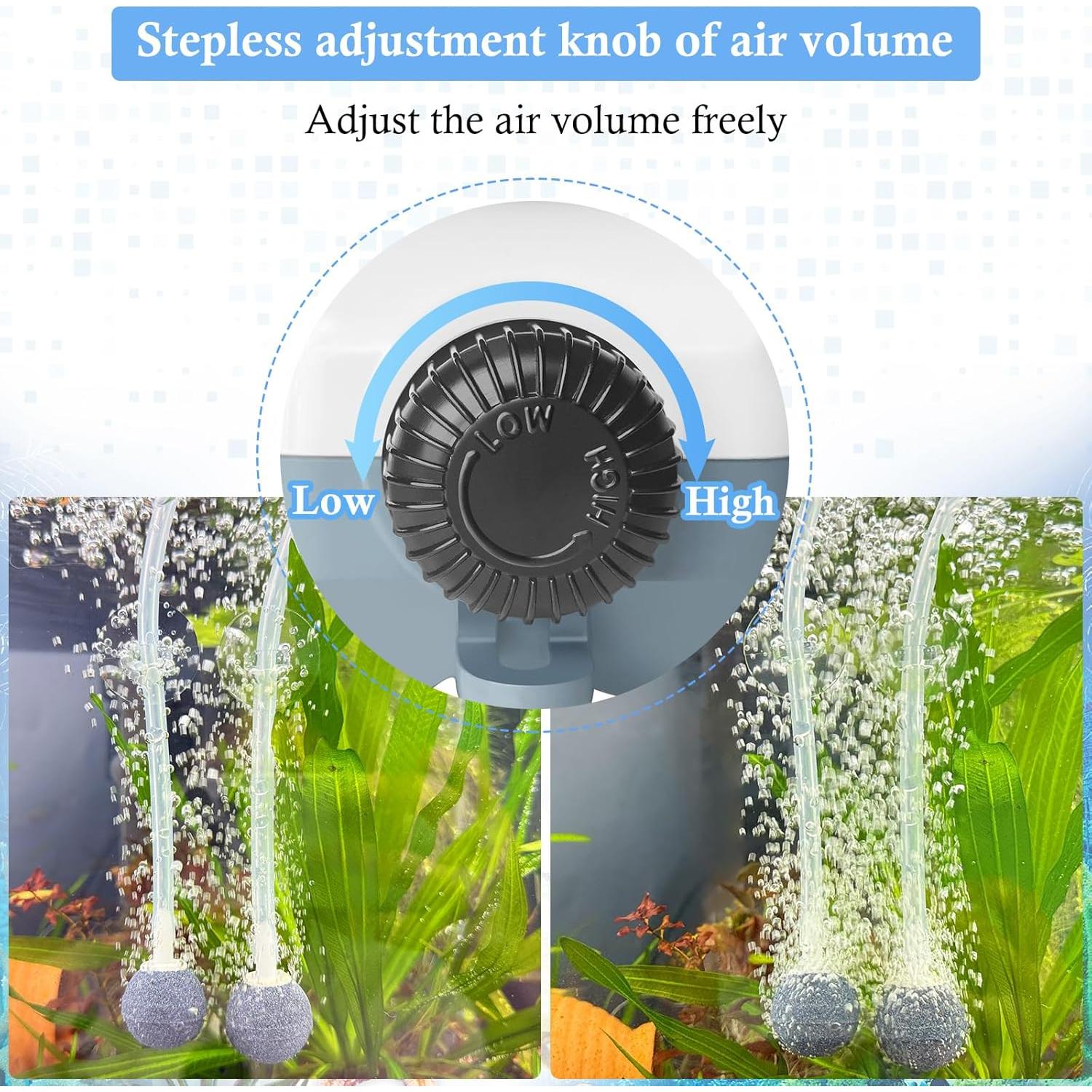 HITOP Bomba de Aire Eléctrica para Acuario 2 Salidas 100L