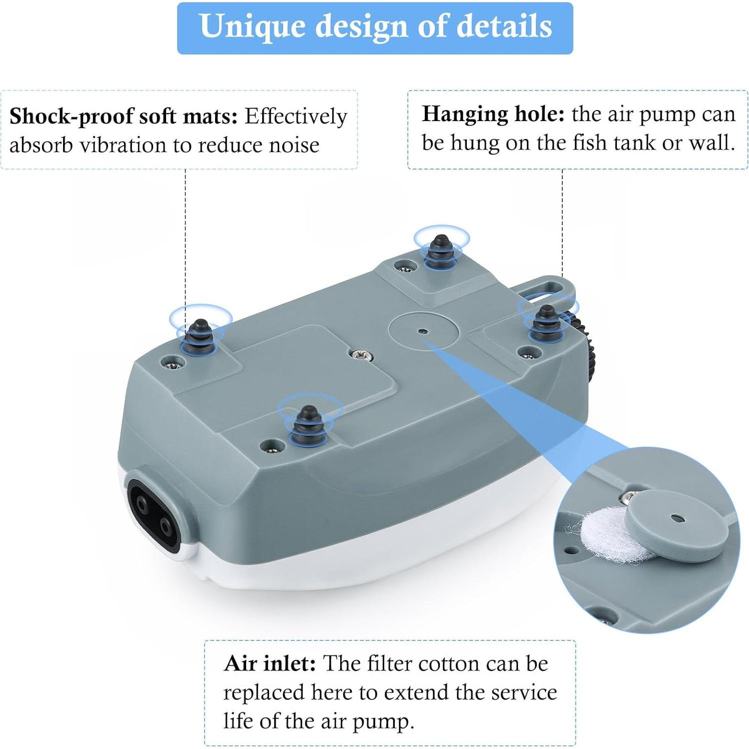 HITOP Bomba de Aire Eléctrica para Acuario 2 Salidas 100L