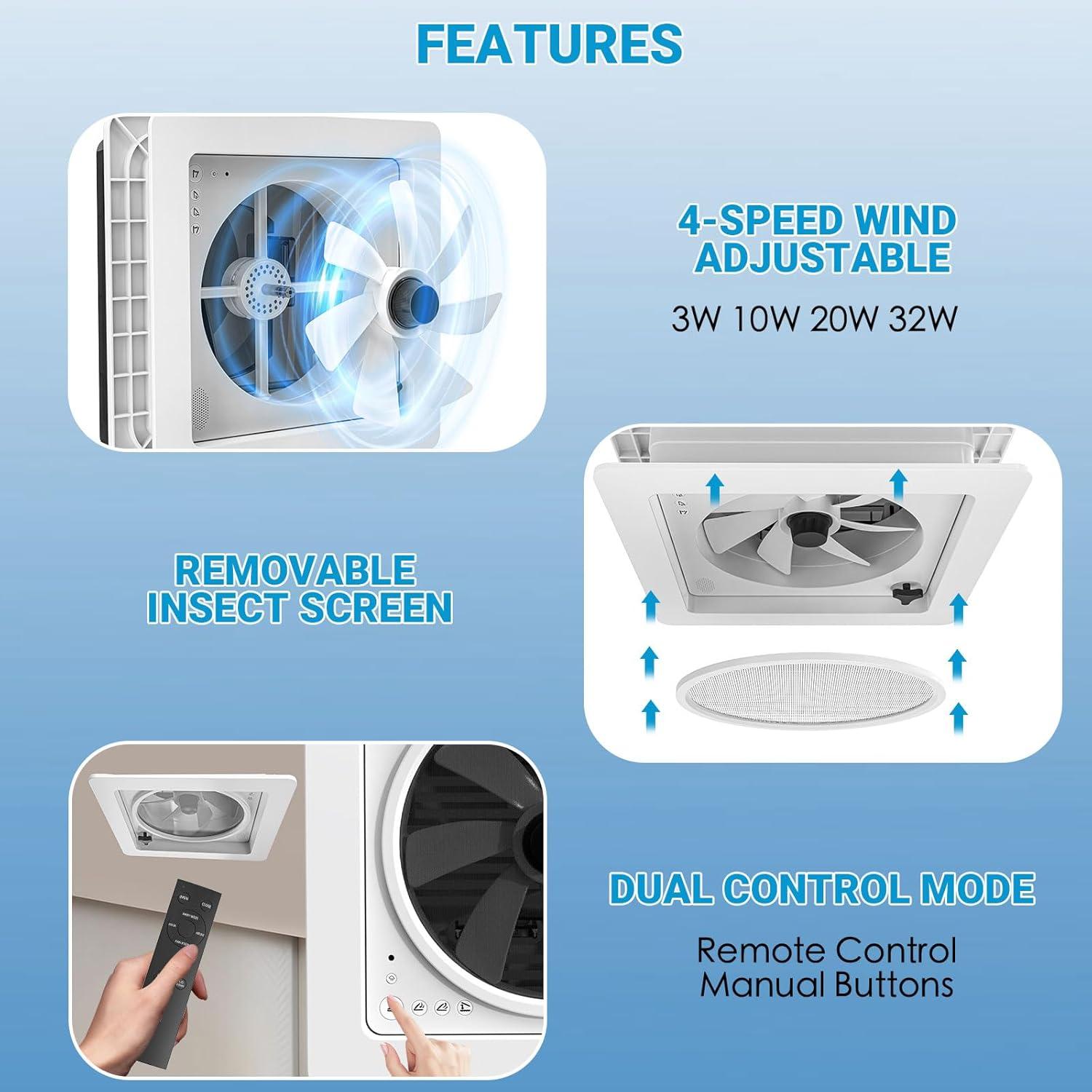 Ventilador de Techo RV 2012 FR360 12V Ultra Silencioso 14"