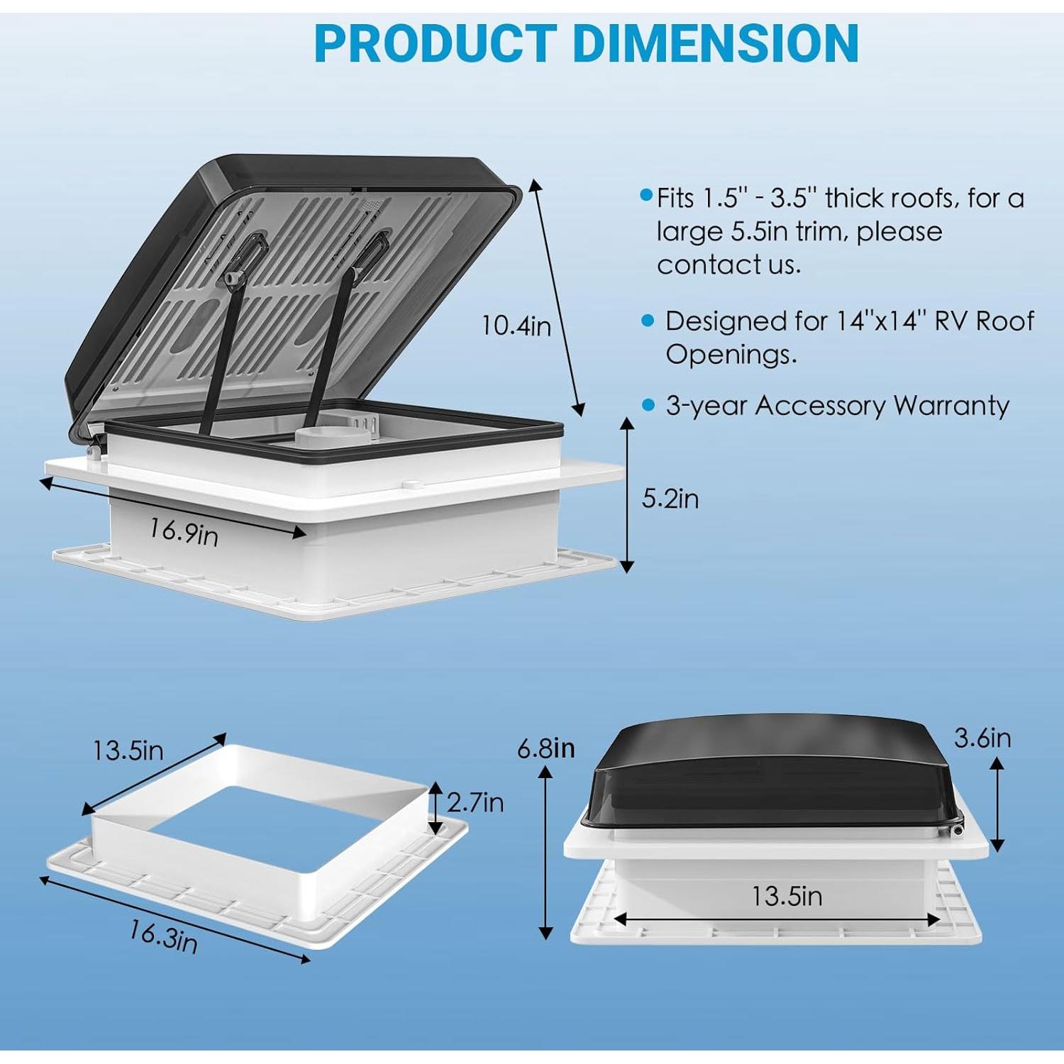 Ventilador de Techo RV 2012 FR360 12V Ultra Silencioso 14"