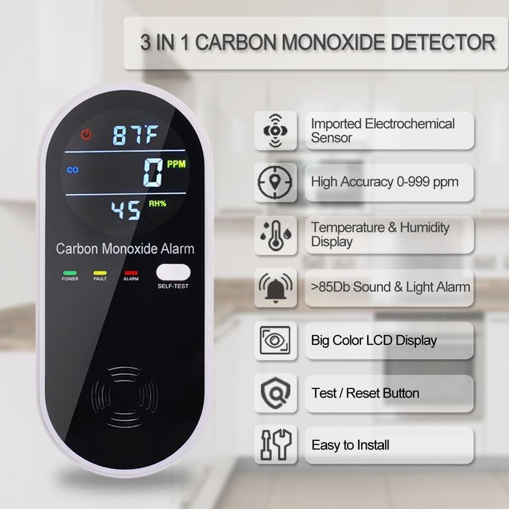 Detector de Monóxido de Carbono KH Alert Enchufable con LCD