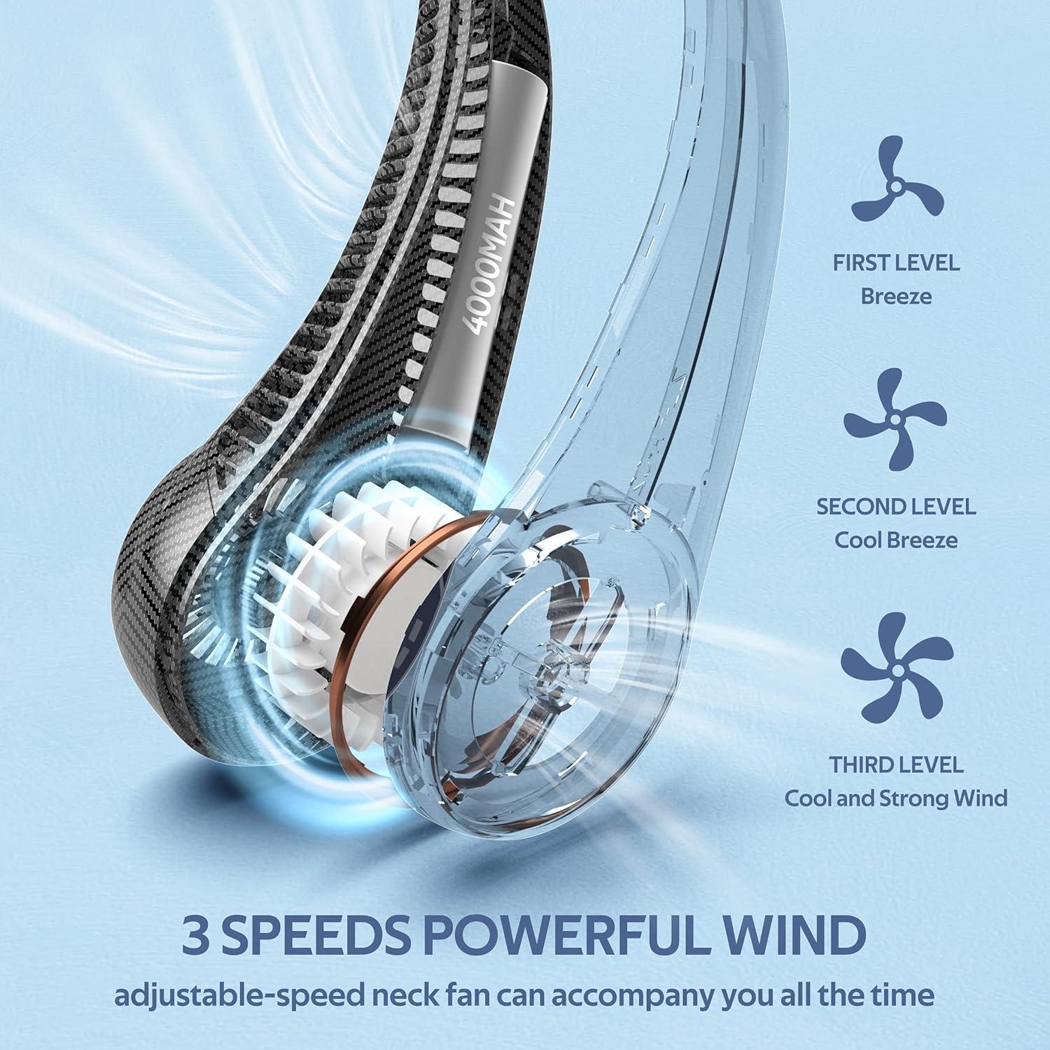 Ventilador de Cuello Portátil PenKou Sin Aspas 4000mAh 3 Velocidades