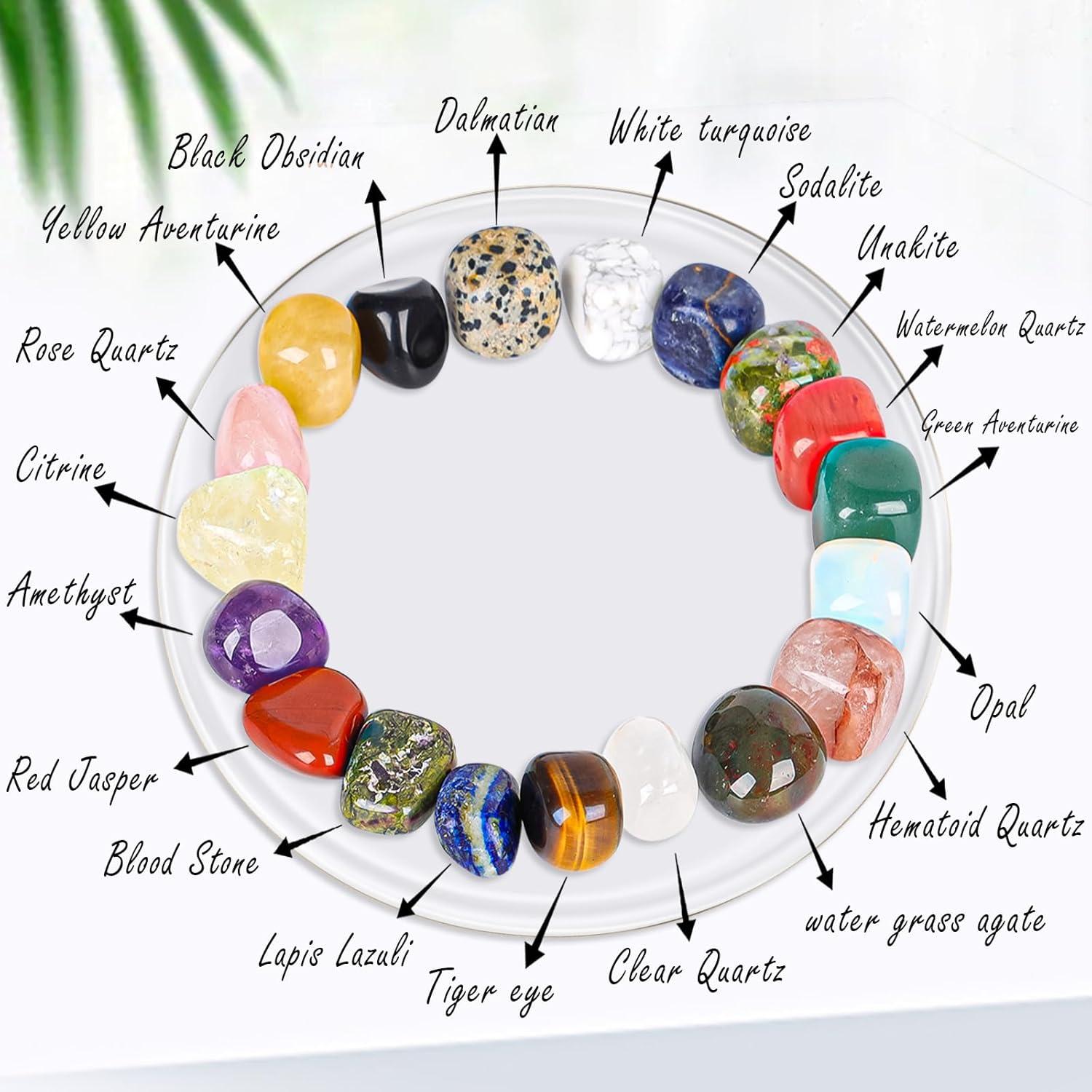 Juego de 19 Piezas de Cristales Naturales Pulidos - Reiki