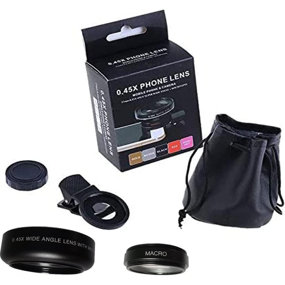 Kit de Lentes de Cámara Peanutech para iPhone y Samsung - Gran Angular 0.45x y Macro 12.5x