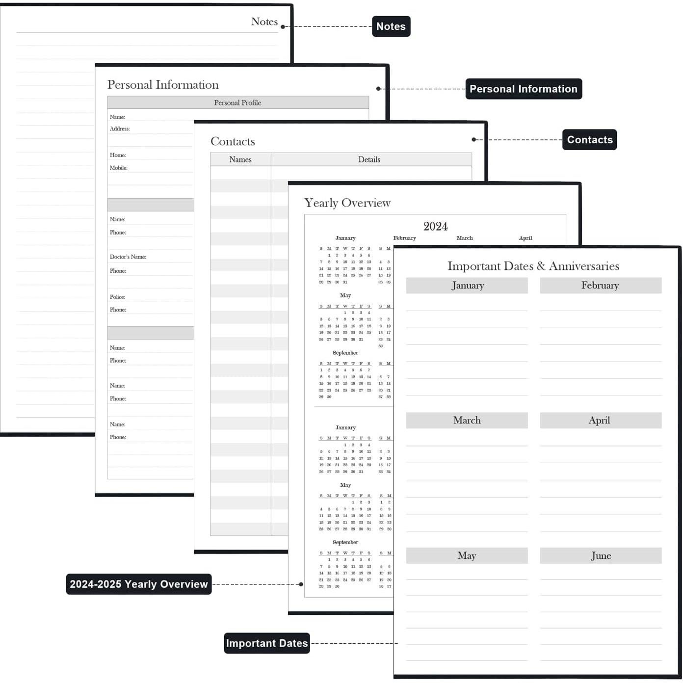Diario de Autodisciplina Tuun Fuplan - Gratitud y Reflexión Negro