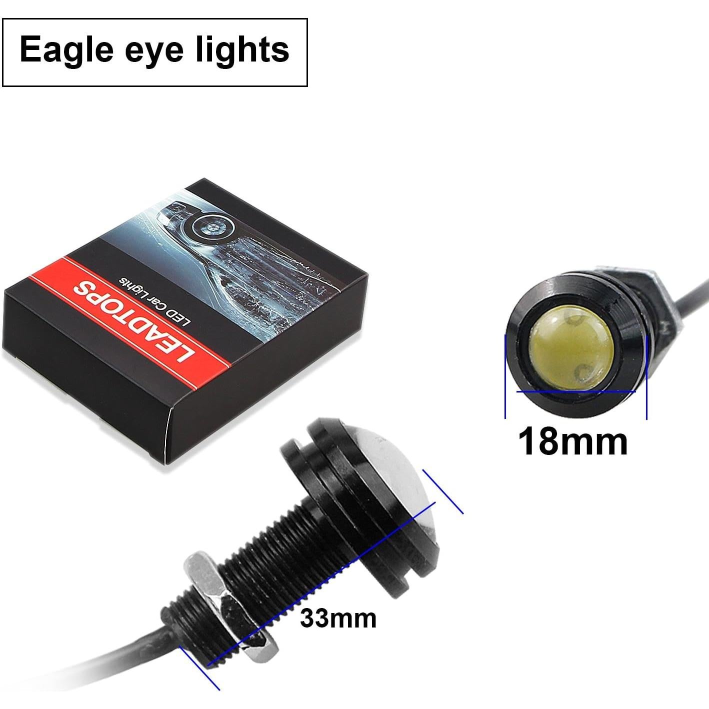 LEADTOPS 10 Bombillas LED Ojo de Águila 18mm Amarillo 12V