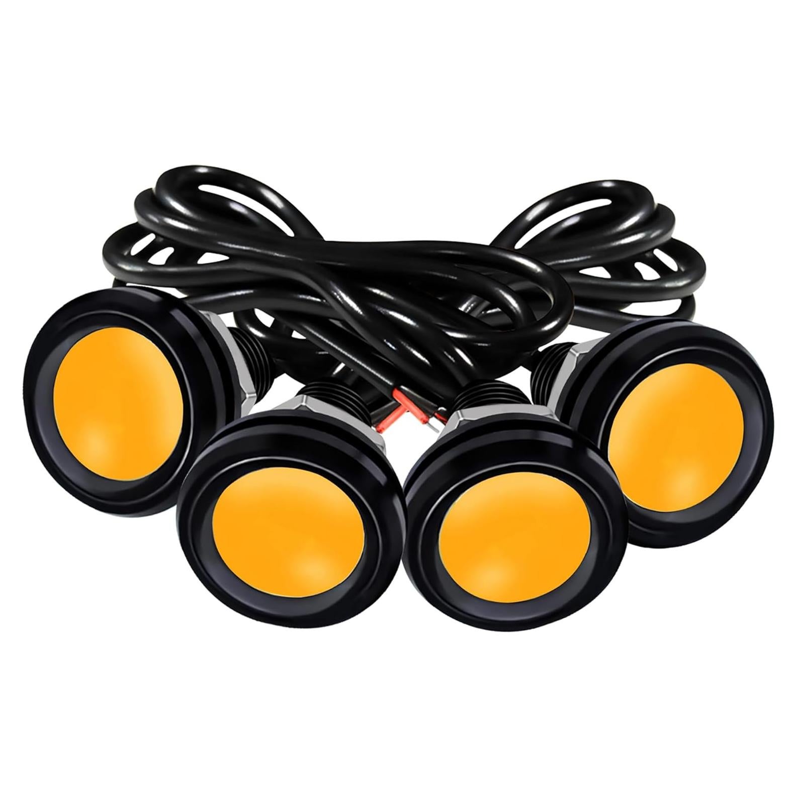 4 Piezas Luz Ojo de Águila LED Amarillo JRQLOV 23mm 12V