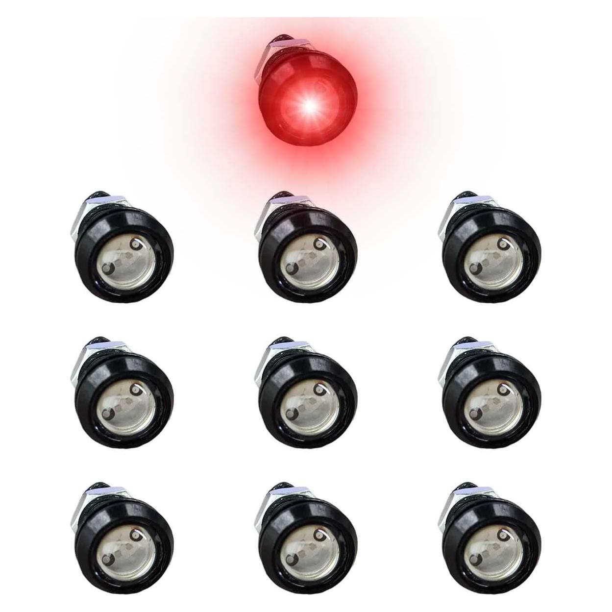 10 Luces LED Ojo de Águila KITUREK 12V Impermeables Rojo