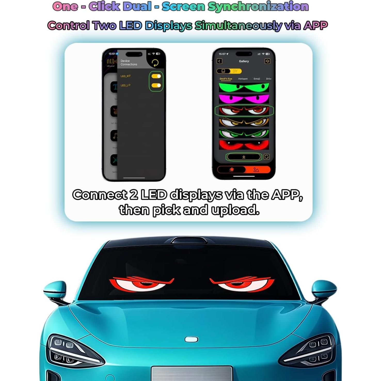 Ojos LED Animados para Autos YOUBISON 3x7" Programables