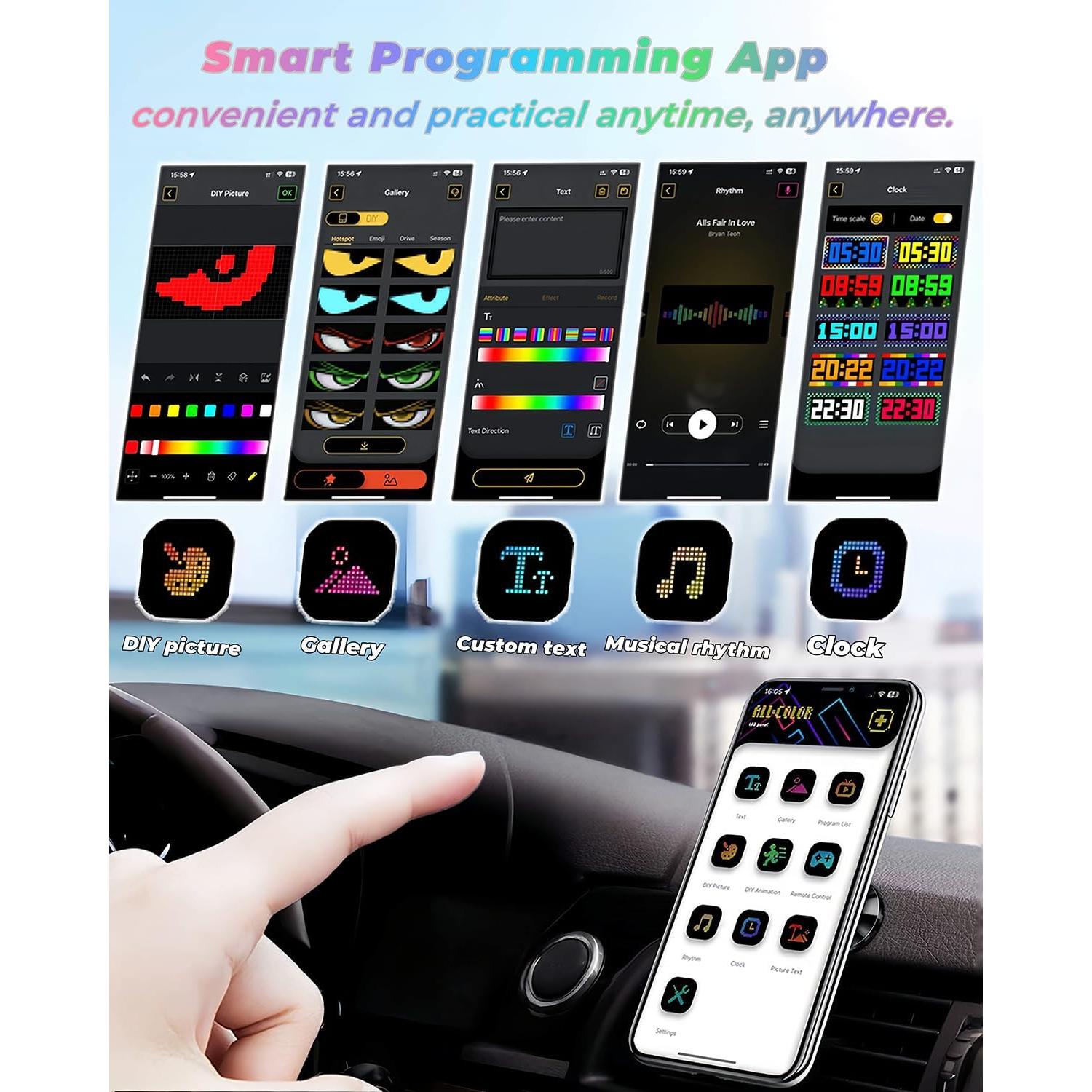 Ojos LED Animados para Autos YOUBISON 3x7" Programables