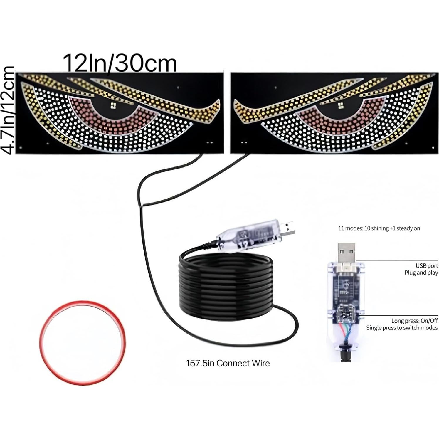 2PCS Ojos Diabólicos LED Tockmoon 12x4.7 cm Luz Vehicular
