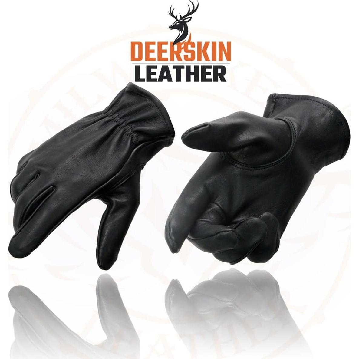Guantes de motocicleta Milwaukee Leather MG7595 Piel Ciervo Negro