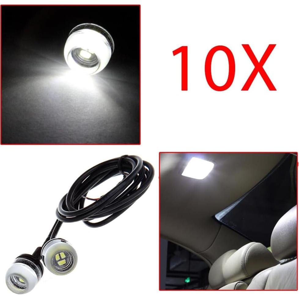 ECCPP 18mm Round Eagle Eye LED Car Fog DRL Daytime Running Light (Clear Light Total 10)