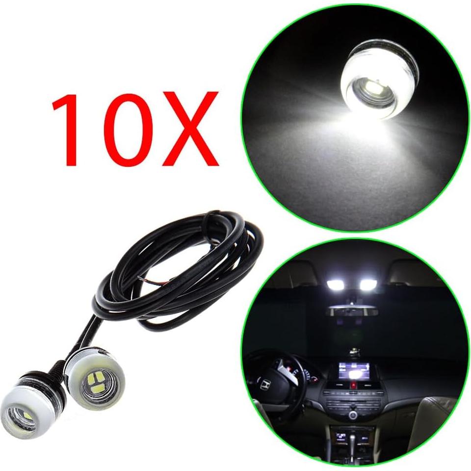 ECCPP 18mm Round Eagle Eye LED Car Fog DRL Daytime Running Light (Clear Light Total 10)