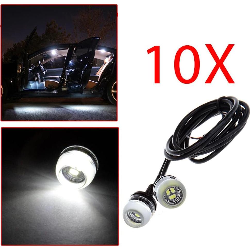 ECCPP 18mm Round Eagle Eye LED Car Fog DRL Daytime Running Light (Clear Light Total 10)