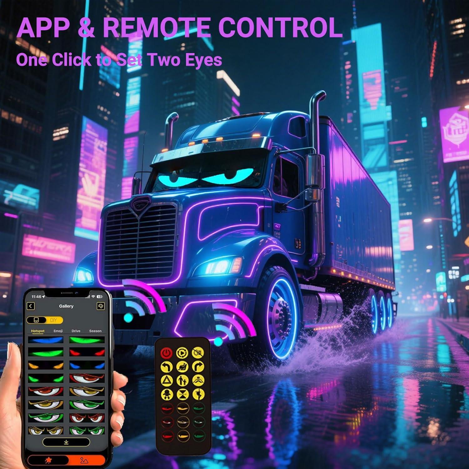 Ojos LED para Parabrisas Asmila 60cmx12cm Multicolor