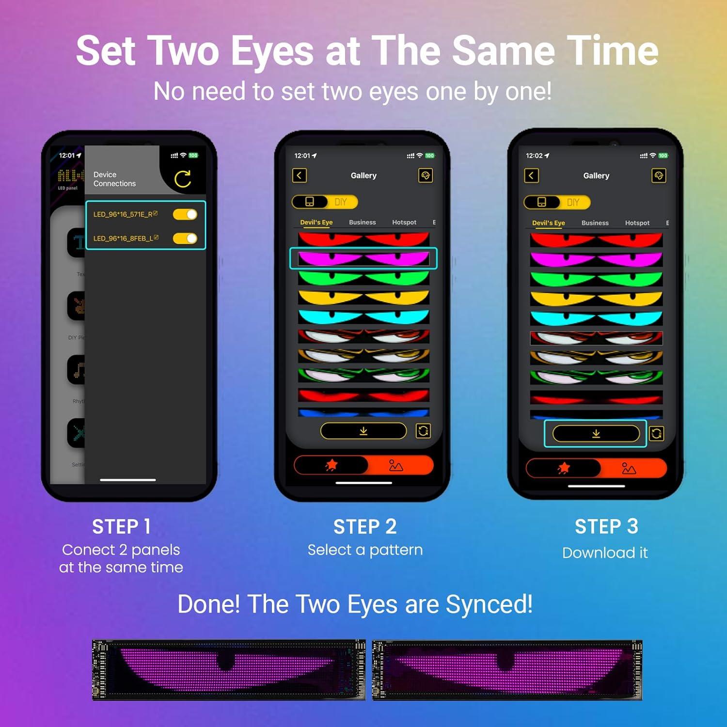 Ojos LED para Parabrisas Asmila 60cmx12cm Multicolor